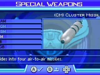 Select a special weapon. This one is used for air-to-air combat