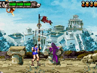 The purple wizards protect the red wizard.