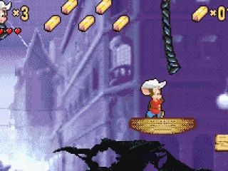 Using a lift to reach more gold bars.