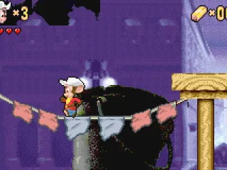 Walking over the cloth wire.