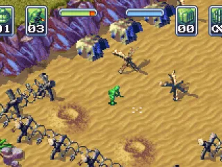 Those boxes at the top hold pick-ups like health and ammo.