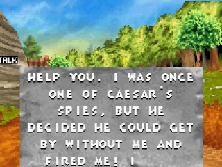 Conveniently, we directly meet a renegade spy of Caesar who explains the game mechanics to us.