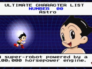 Checking out Astro's bio in the Character List