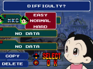Starting a new game: Enter your name and select level of difficulty