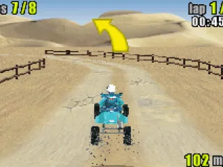 Arrows show you there is a corner coming up. The different colours indicate its sharpness - yellow being medium.