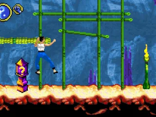 Bruce can grab onto ledges and shimmy along them