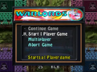 Warlords Main Menu