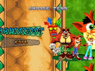 In Adventure mode, you can opt between two teams: BANDICOOT (good guys) and EVIL (bad guys).