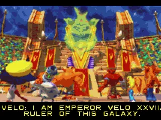 Introduction frame  The Emperor Velo XXVII meets the racers and explain its main purposes for them.