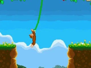 Like any monkey, George can swing from vines!