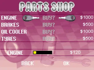 Buy parts in the tournament game to improve your car