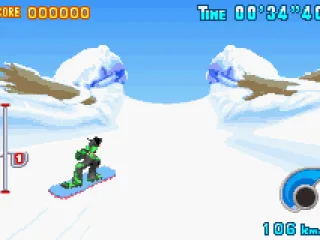 Goofy slides down the course