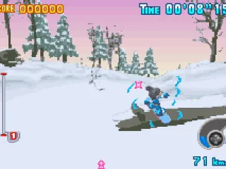 Mickey grinds a fallen log.