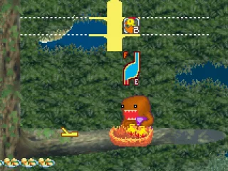 Feeding the birds with a caterpillar.