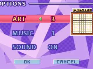 Options Screen: choose between different backgrounds