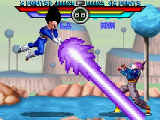 Vegeta using Galick Gun against Trunks