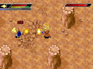 Goku fighting Majin Vegeta.