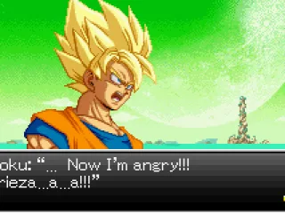 Goku turning into Super Saiyan.