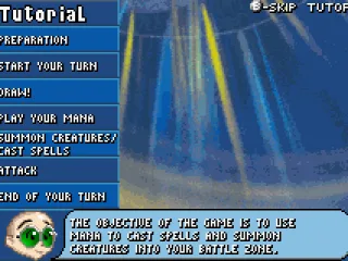 A tutorial explains every aspect of the Duel Masters trading card game.