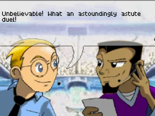 The announcers at the opening duel.