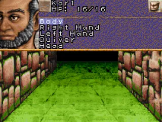 In-game character screen