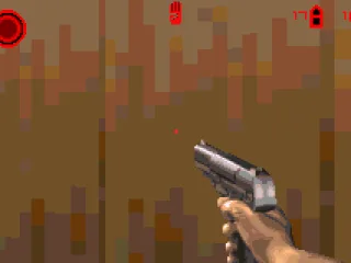 Possible interactions are displayed at the top of the screen. This door can be opened.