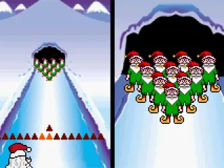 Starting a game of Elf Bowling.