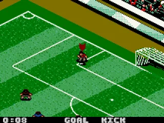 The keeper sets the ball in play again.