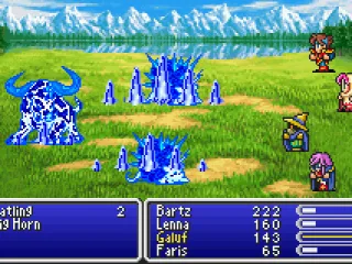 Galuf casting Blizzard.