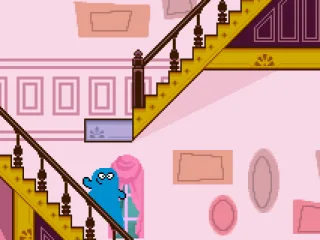 Bloo can slide on the balustrade.