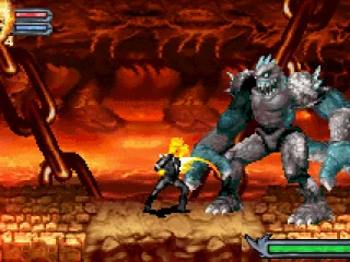 Fighting the first boss enemy