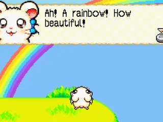 Bijou was admiring a rainbow and decides to go tell her friends about it