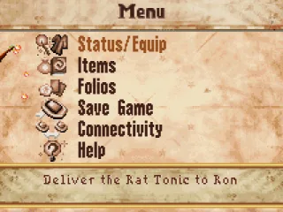 Menu and current quest