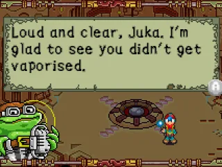 Juka's friend Bufo, who also gives the tutorial instructions.