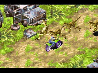Plowing through Dinosaurs with the motor cycle