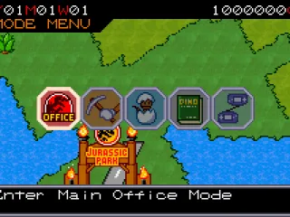 One of the main menus you will be using allows you to set your park options, send excavation teams, and handle lab work