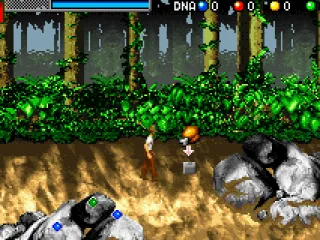 Be sure to pick up anything you see... There is food next to you and the blue and green dots are DNA pieces