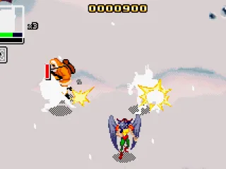 Batman throws a bomb as he takes a hit.