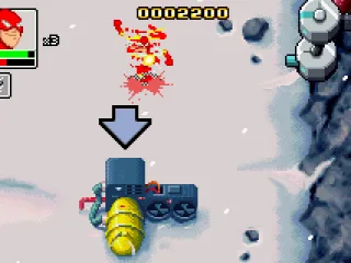 Flash uses his whirlwind attack to destroy a generator.