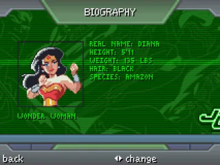 Wonder Woman's entry in the hero biographies section