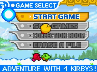Main Menu: Select to start game, play a sub-game, view your collection or erase all data