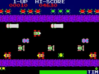 Frogger crosses the road.