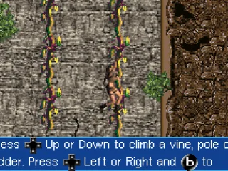 Climbing the cliffs by using vines.