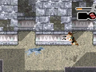 Shooting the wolfs while jumping backwards...