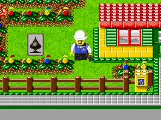 A worker rebuilds Pepper's house.