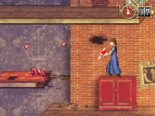 shooting apples at spider