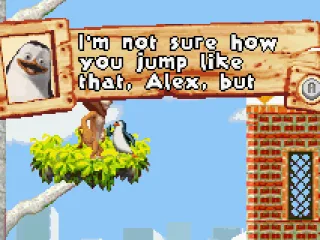 Our first objective is to find the penguins in the trees and talk to them.