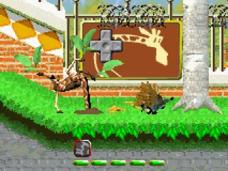 Tutorial: Stage for Melman the giraffe. Melman can stick his head in the ground and cannot be harmed by enemies in this state.