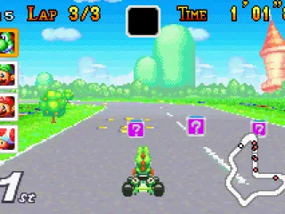 Grab a box and get an item that you can use to slow down the other drivers.