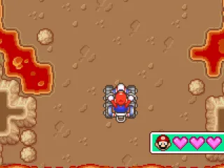 Stompbot XL mini game - you have to reach the finish line before lava gets you.